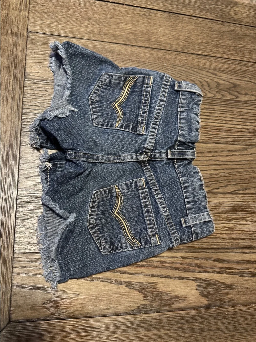 Riders by Lee Girls Dark Blue Denim Frayed Hem Shorts